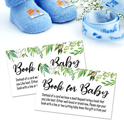 Baby Shower Book Request Cards - 50 Floral Greenery Invitations