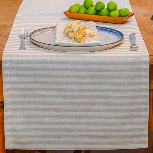 Beige Cotton Table Runner - Reusable, Washable Dining Decor, Set of 4