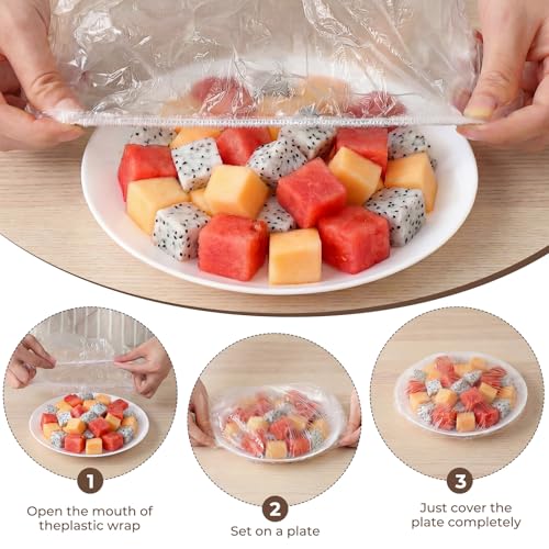 Homelove Elastic Bowl Covers - 200pcs Large Reusable Plastic Food Wraps