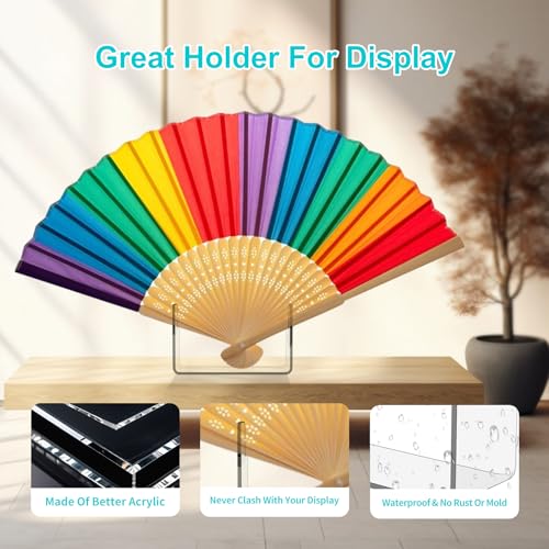 Boloyo Clear Acrylic Fan Display Stand for Traditional Handheld Fans