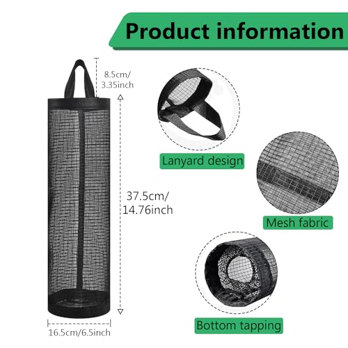 4-Pack Hanging Grocery Bag Holder | Breathable Mesh Dispenser Organizer
