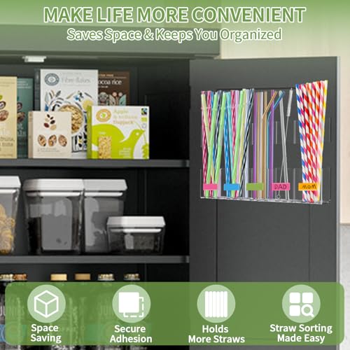 Ragontil Adjustable Acrylic Straw Holder for Cabinet Doors