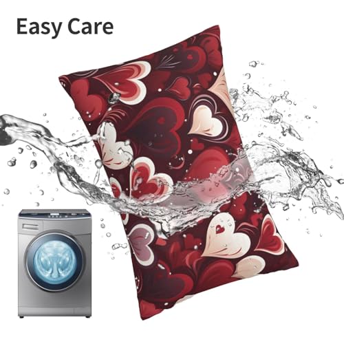 Red Heart Throw Pillow Cover 14x20 Inch Rectangle Decorative Cushion Case