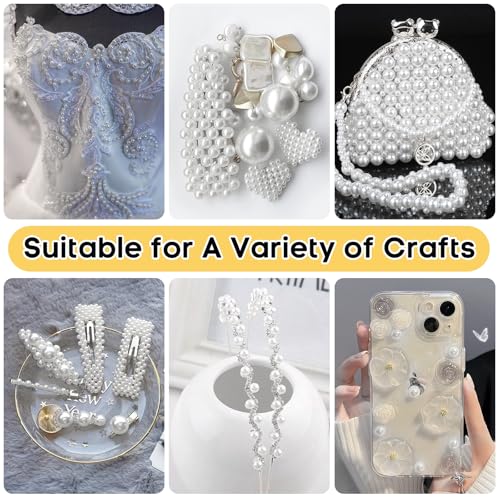 1300PCS No Hole White Pearl Beads for Crafting & Decoration