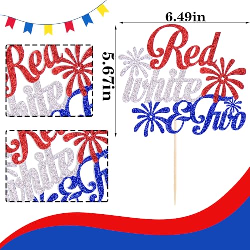 Red White & Two Cake Topper for 4th of July Birthday Party
