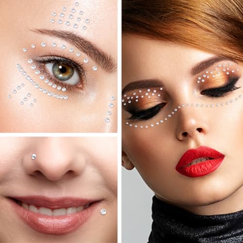 Face Gems Stickers 900pcs Self-Adhesive Silver Rhinestones