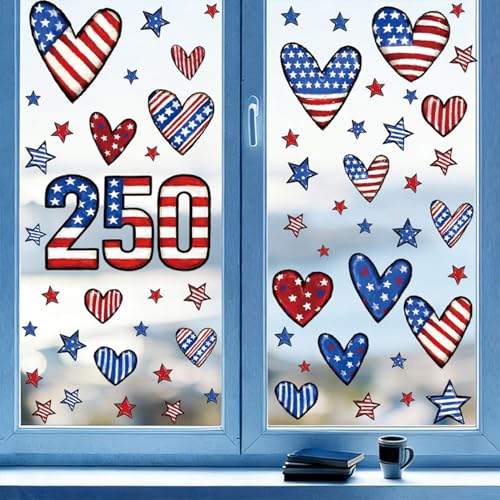4th of July Patriotic Window Clings - 250th Anniversary Decor