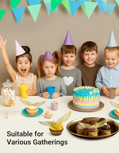 Golden Wing Cake Toppers Set - 50 Pcs Elegant Chocolate Decorations