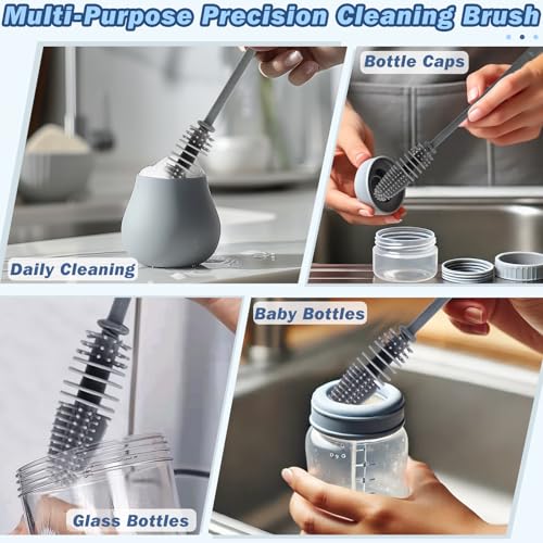 10.62 Inch Gray Bottle Brush with Long Handle for Water Bottles & Thermos