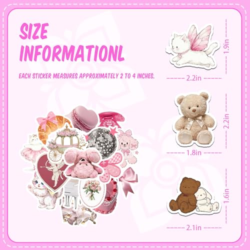 120 PCS Coquette Stickers - Aesthetic Pink Stickers for DIY Decor