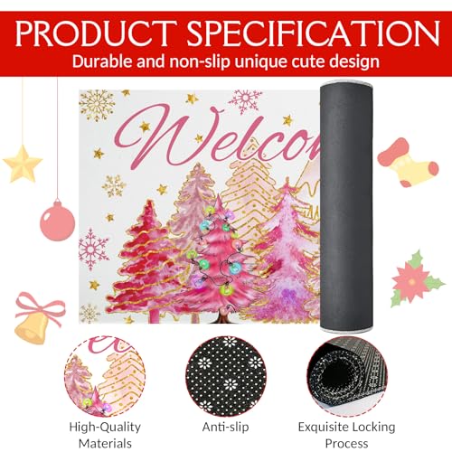 Merry Christmas Welcome Mat - Non-Slip Doormat for Home & Patio