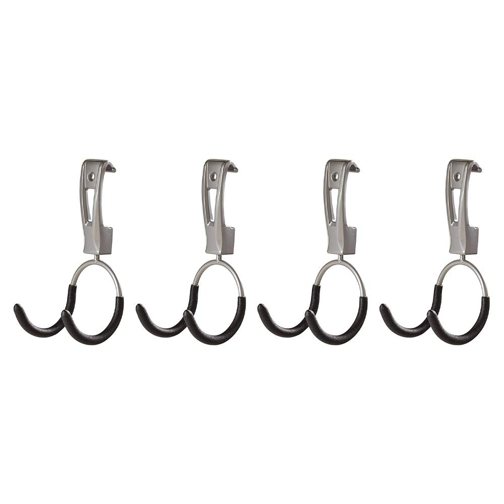 Rubbermaid Universal Powder Coaded Metallic Fasttrack Hanging Garage Hook Organizers for Ladder, Tool, and Bike Storage (4 Pack)