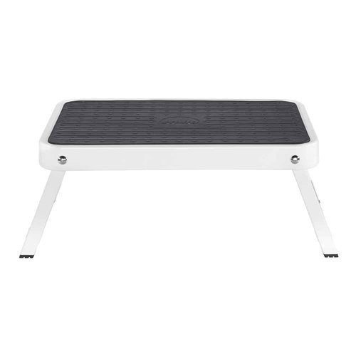Hailo OneStep | Steel step | One large step with non-skid mat | Folding safety mechanism with unlocking button | Easy storage | Lightweight | White