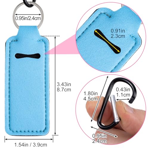 BEIQIYA Neoprene Lip Balm Holder Keychain with Metal Clip