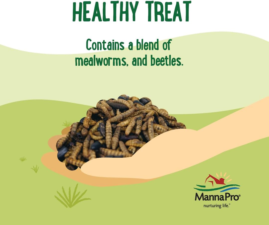 Manna Pro Beetle Bliss Poultry Treat - All-Natural Mealworm & Beetle Blend - 25oz, 45% Protein