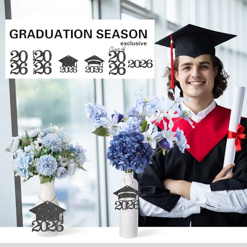 48 Gold Glitter Graduation 2026 Cutout Tags with Rope
