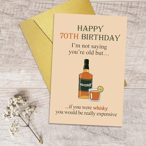 Funny 70th Birthday Card for Whiskey Lovers | Qiliji