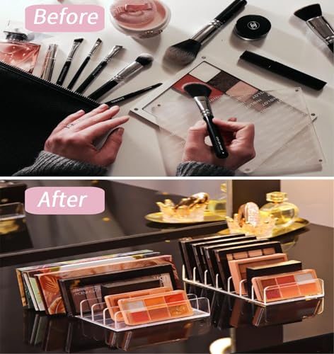Stackable Clear Makeup Organizer Trays - 2 Pack for Cosmetic Storage