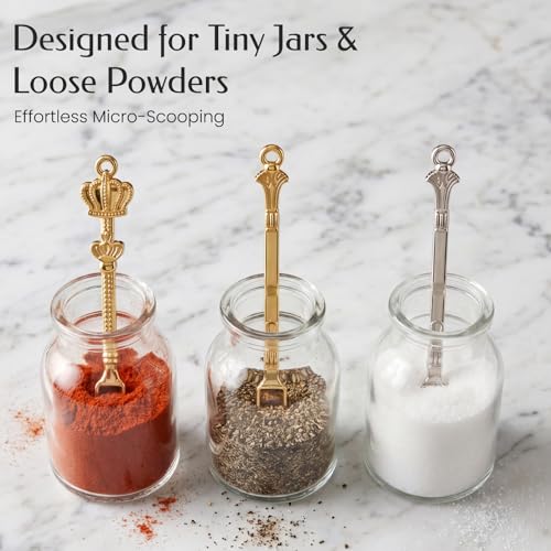 Mini Metal Scoops Set - 8 Pcs Tiny Spoons for Spices & Crafts