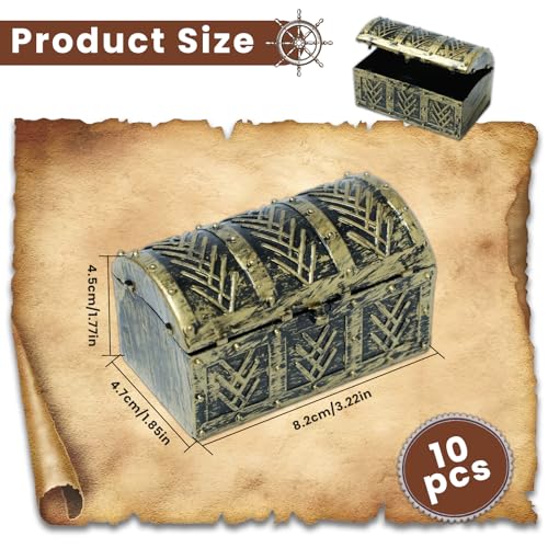 10 Pcs Mini Pirate Treasure Chests - Vintage Style Plastic Party Favors