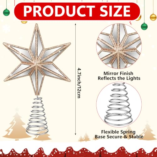 Pet 4.7 Inch Gold Mirrored Bethlehem Star Christmas Tree Topper - Holiday Decor