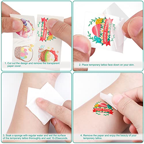 Konsait 72pcs Easter Temporary Tattoos for Kids Bunny Egg Party Favors