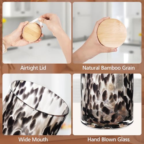 HEADAK LIFE Hand Blown Glass Food Storage Container 14oz Black Airtight Lid