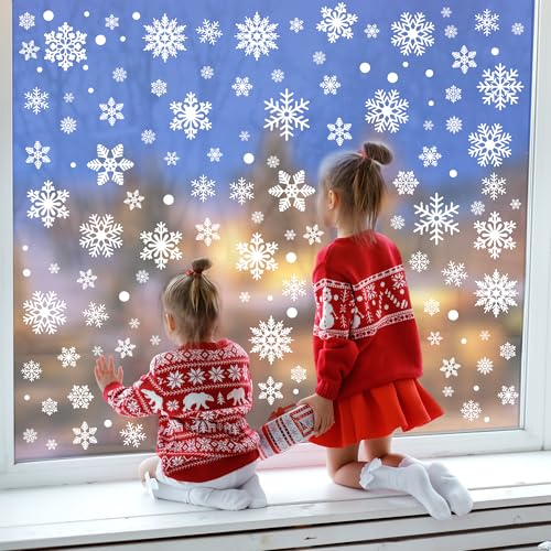 116PCS Christmas Window Clings - Double Sided Snowflake Decals