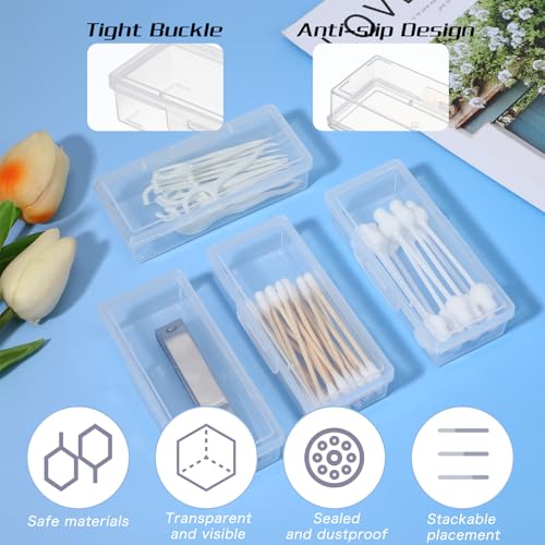4-Pack Portable Cotton Swab Holders - Clear Travel Cases