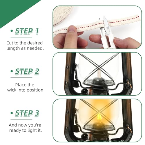 32.8ft Cotton Oil Lamp Wick - 1/2 Inch Replacement for Kerosene & Paraffin Lanterns