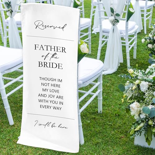 White Wedding Reserved Sign for Chairs - Premium Fabric Decoration