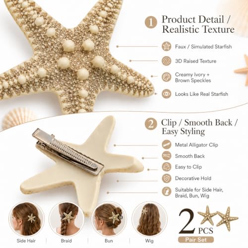 Starfish Hair Clip Mermaid Sea Shell Hair Accessories for Beach Party