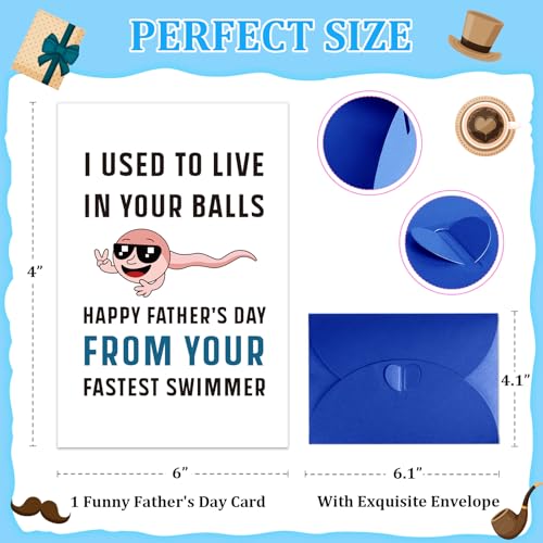 Funny Father's Day Card for Dad - Hilarious Greeting Card with Envelope