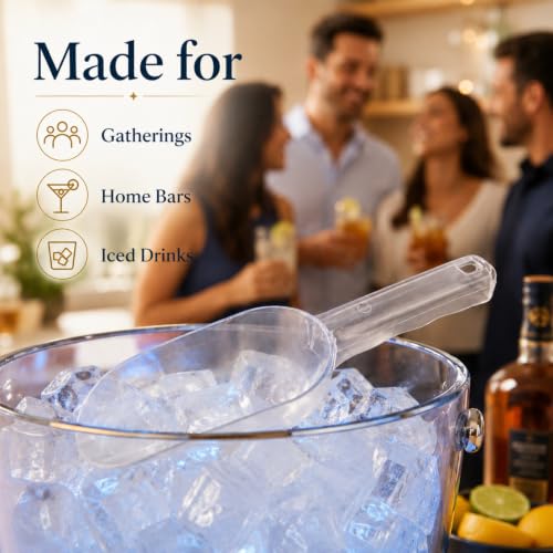 12 oz Clear Plastic Ice Scoop for Freezer, Ice Maker and Dry Food Bin