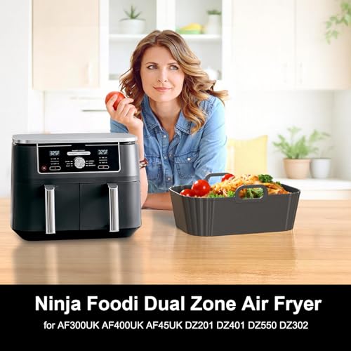 Reusable Silicone Air Fryer Liners 2 Pack - 8-10QT, Black