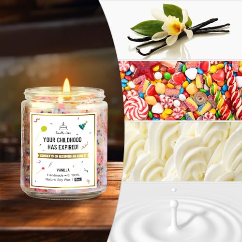 Happy 18th Birthday Candle for Boys & Girls - Soy Wax, Vanilla Scented