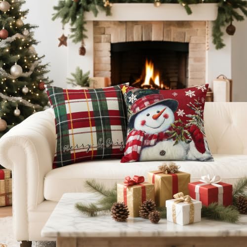 Artscope Christmas Throw Pillow Covers Set of 4 - Red 18x18 Inch Variation of THIS listing