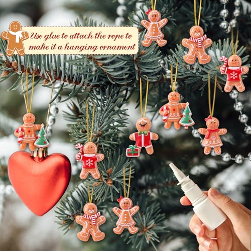 60 Pcs Gingerbread Miniature Figurines for Christmas Decor