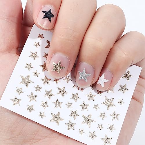 SONGJIE 10 Sheets 3D Star Glitter Nail Stickers Self-Adhesive Decals