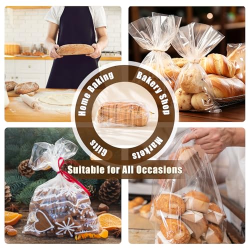 75 Pcs Plastic Bread Bags with Ties for Homemade Bread Storage