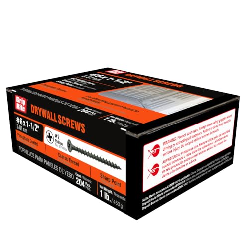 Grip-Rite #6 x 1-1/2 Inch Coarse Thread Drywall Screws - Pack of 204, Phosphate Coated