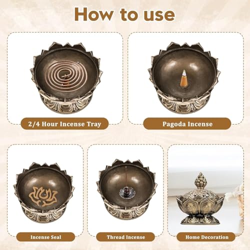 2.7 Inch Classic Lotus Incense Burner - Charcoal Cone Holder for Meditation