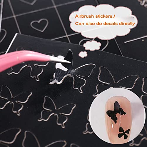 OBENIM HALIM 24 Sheets Airbrush Nail Stencils Stickers Art Decals DIY