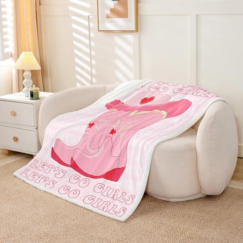Pink Cowgirl Fleece Blanket for Girls & Women - Multi 04 / Lap Western Throw 40x50 Inches