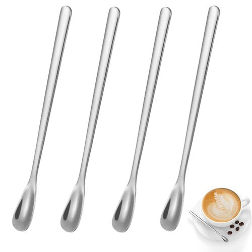 Ouliget Stainless Steel Coffee Stirring Spoon,Silver Coffee Stir Sticks Drink Spoons,Long Handle Tea Coffee Spoons Tiny Salt Condiment Spoon,Coffee Bar Accessories,6 Inches