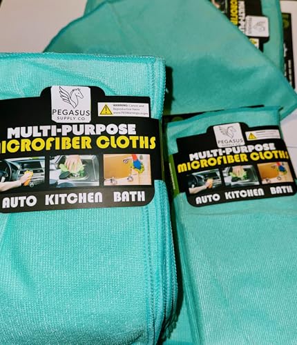 Microfiber Cleaning Cloths 12x12 Inch Teal - Multi-Purpose, Lint-Free, 10 Pack