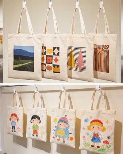 HOTOR 6-Pack Canvas Tote Bags for DIY Gifts & Groceries