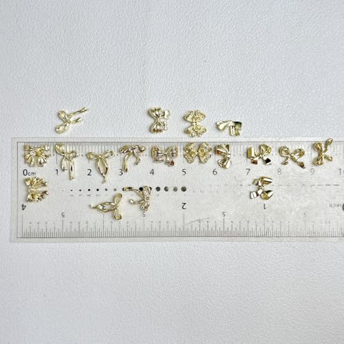 30Pcs Gold Bow Nail Charms Shining Alloy Bows for Acrylic Nails & DIY Crafts