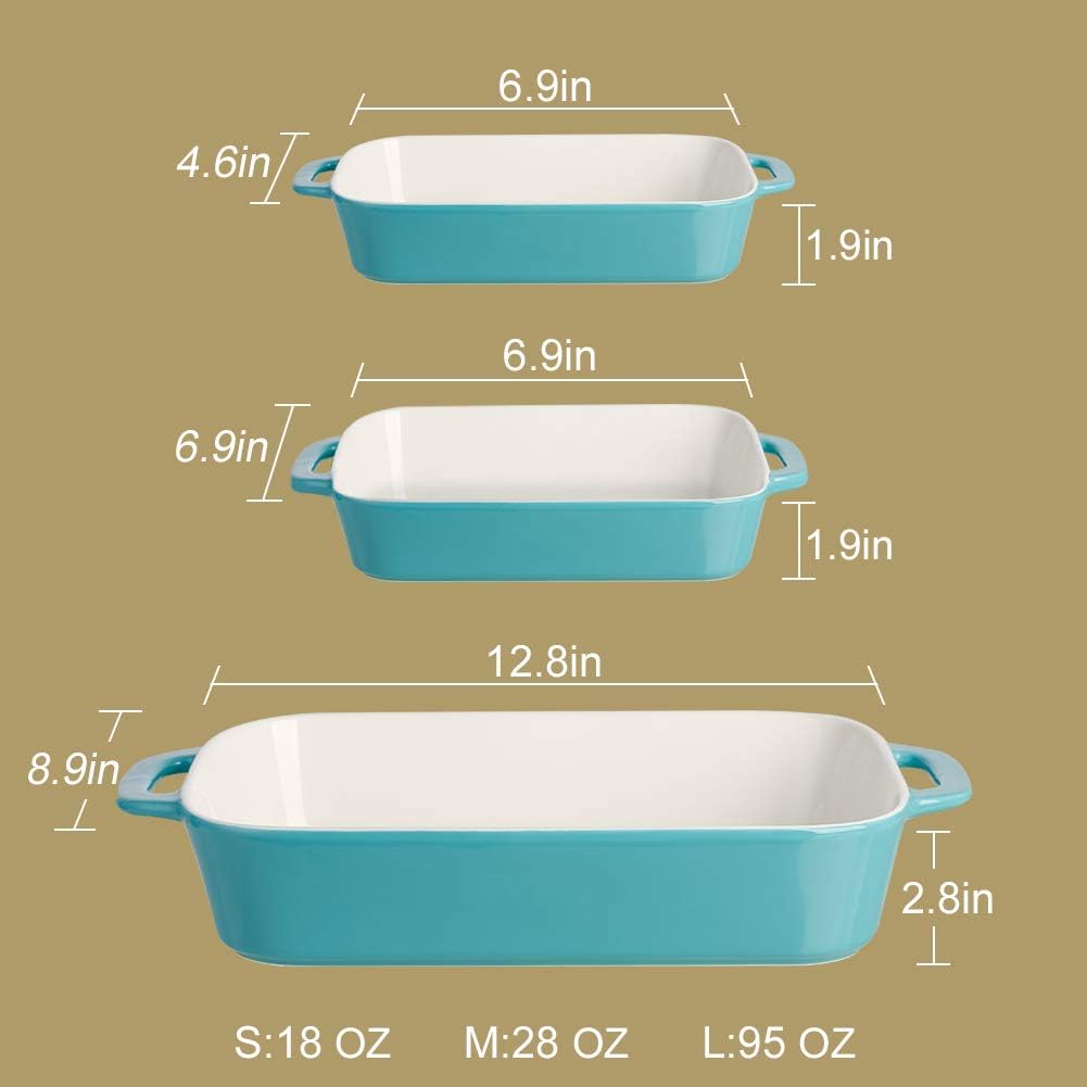 Sweejar Ceramic Bakeware Set - Rectangular Baking Dish for Casseroles & Daily Cooking | White Porcelain