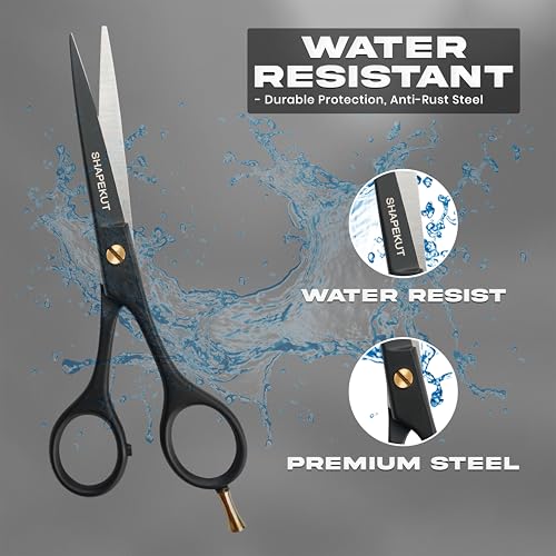 SHAPEKUT Professional 6.5 Inch Hair Cutting Scissors, Black Stainless Steel Barber Shears